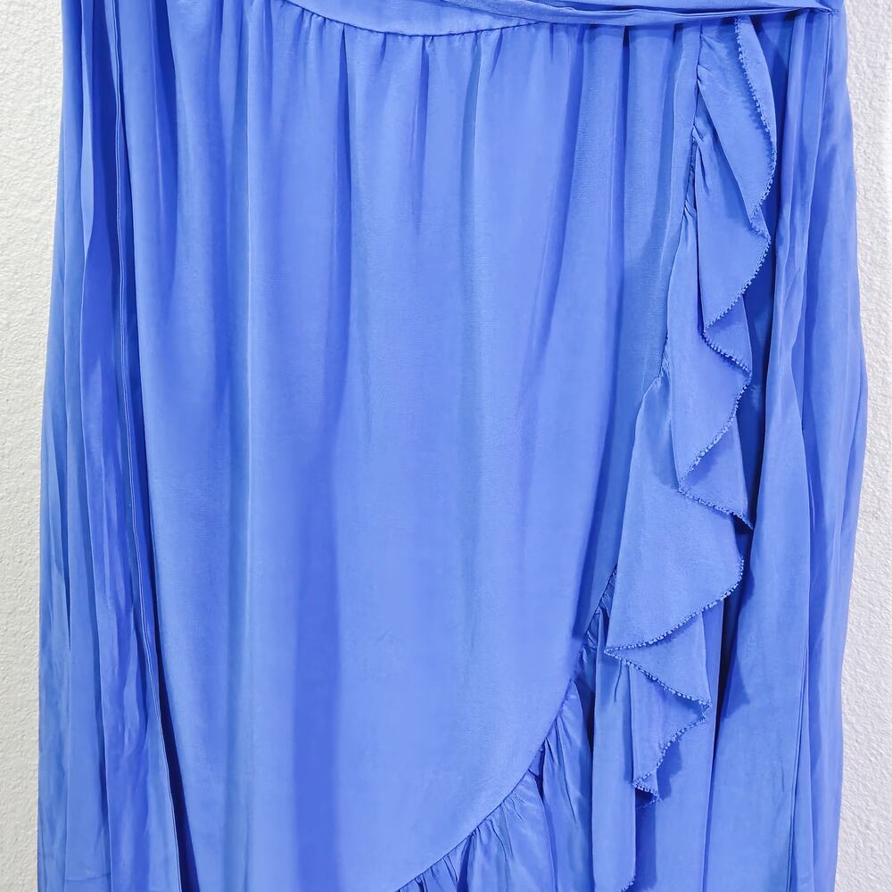Joie Silk One Shoulder Dress Ruffle Blue Size M Romantic Evening Flow - Picture 5 of 9